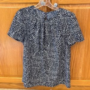 Shein women’s blouse, size M, blue and white pattern, like new condition